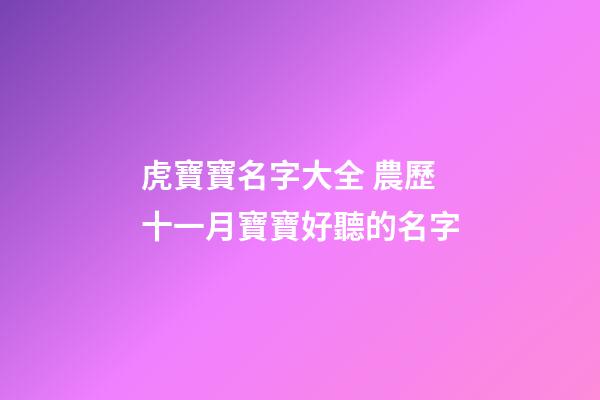 虎寶寶名字大全 農歷十一月寶寶好聽的名字
